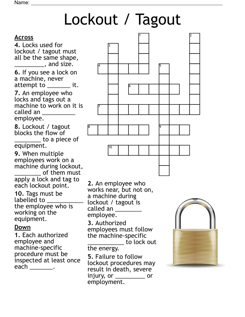 Lockout / Tagout Crossword
