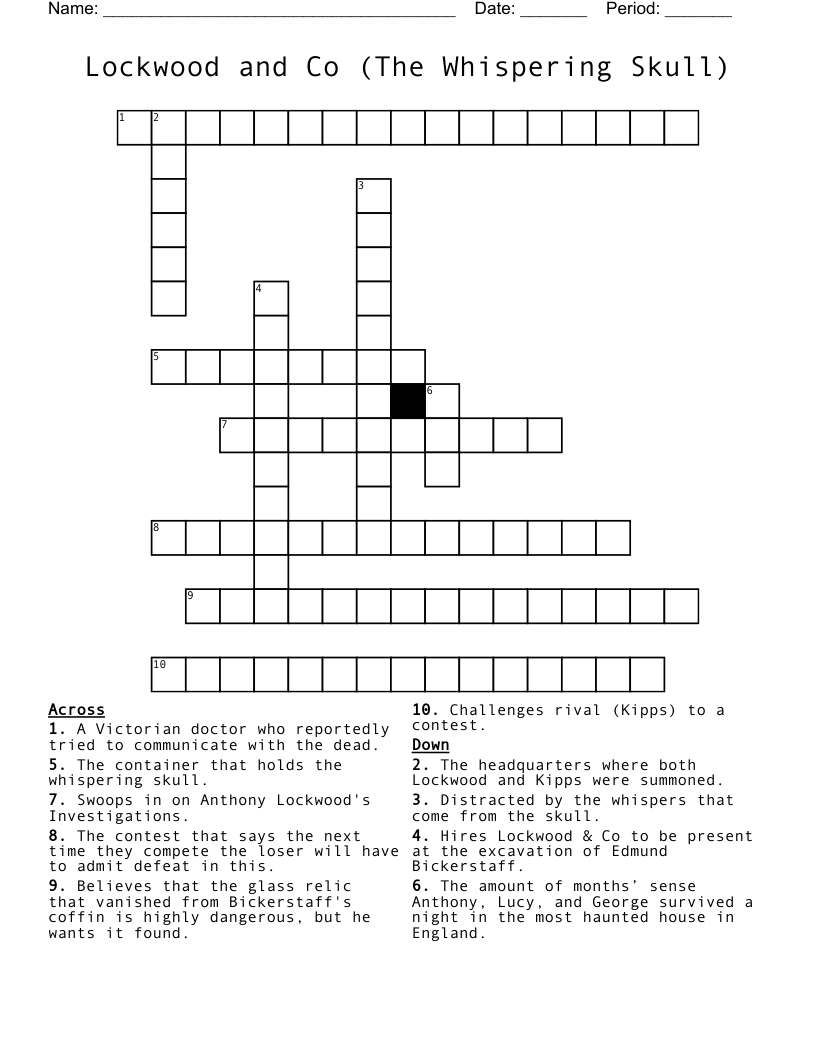 Lockwood and Co (The Whispering Skull) Crossword