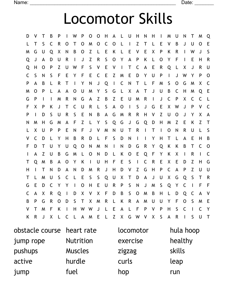 Locomotor Skills Word Search