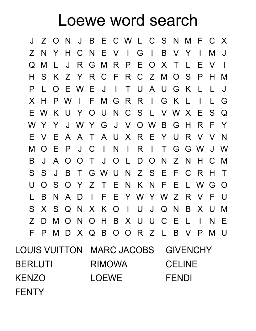 Loewe word search