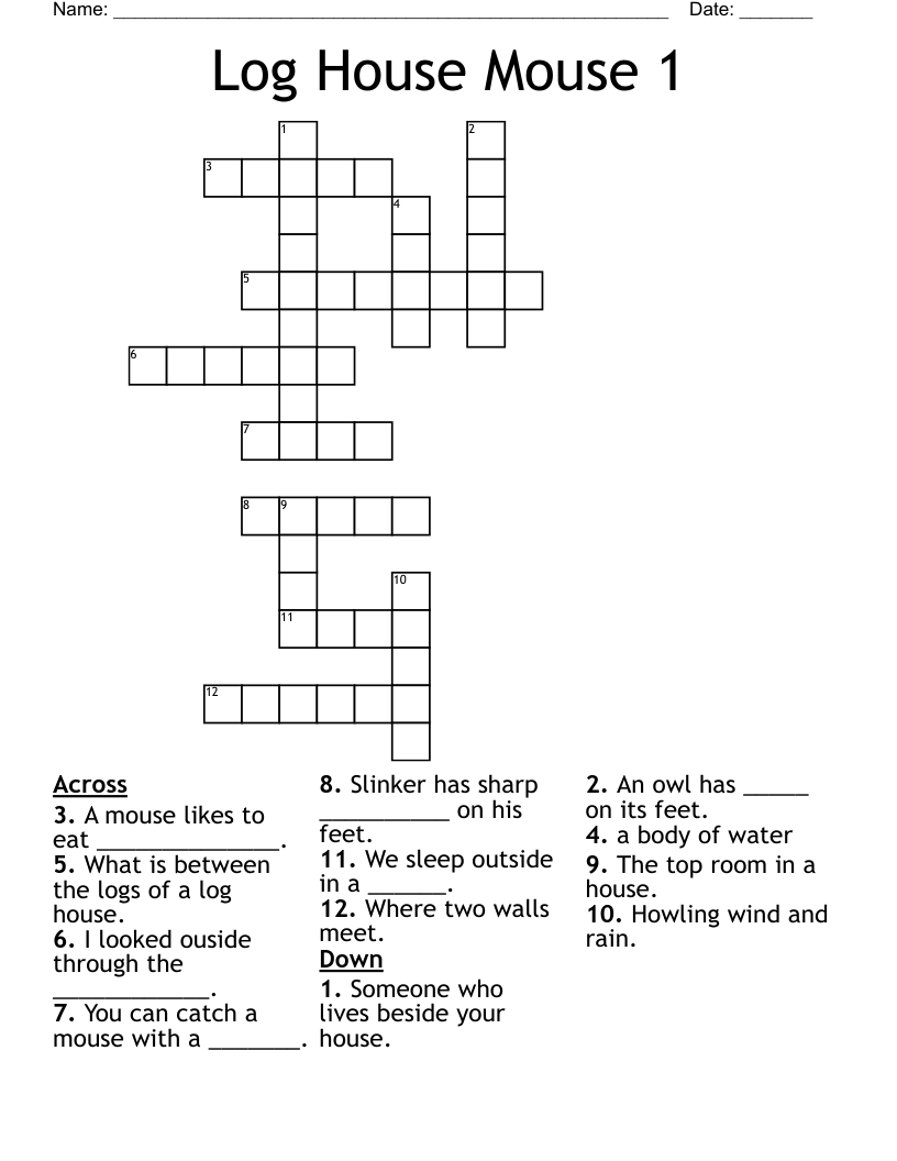 Log House Mouse 1 Crossword
