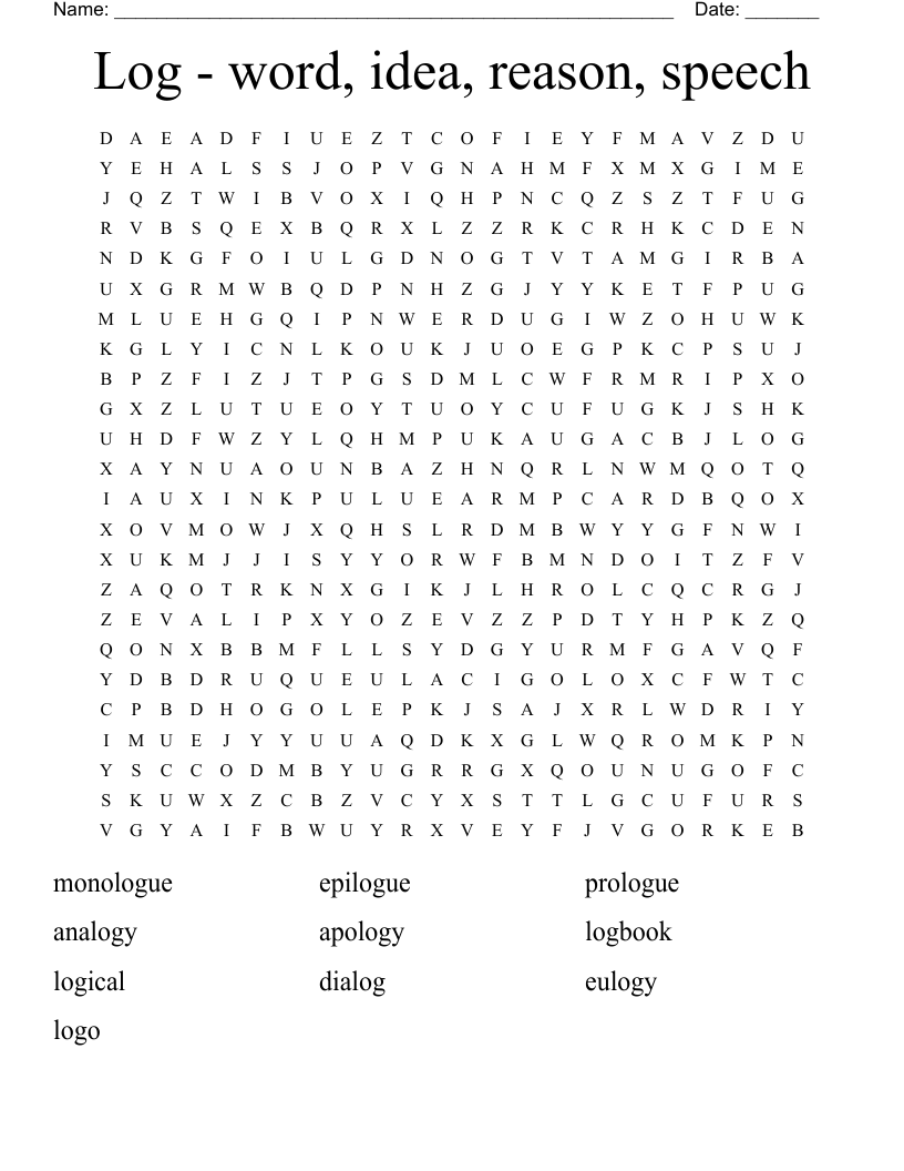 Log - word, idea, reason, speech Word Search