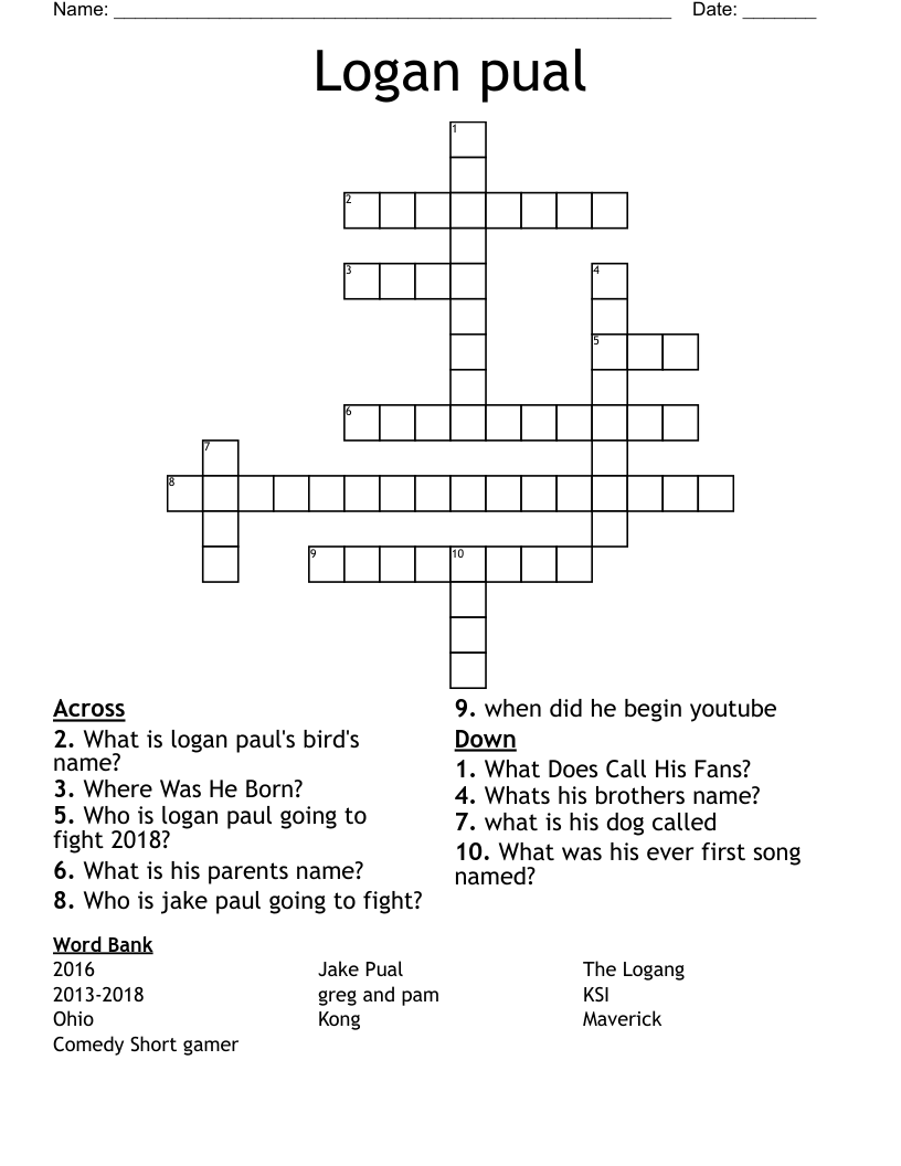 Logan pual Crossword