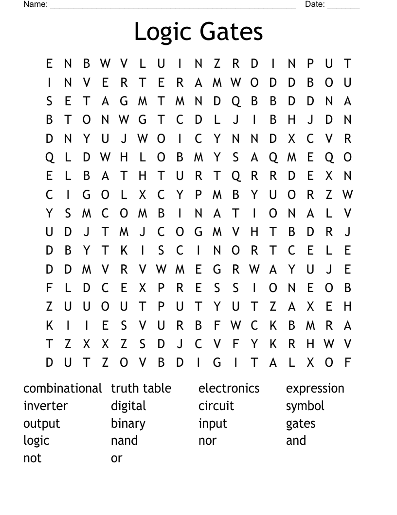 Logic Gates Word Search