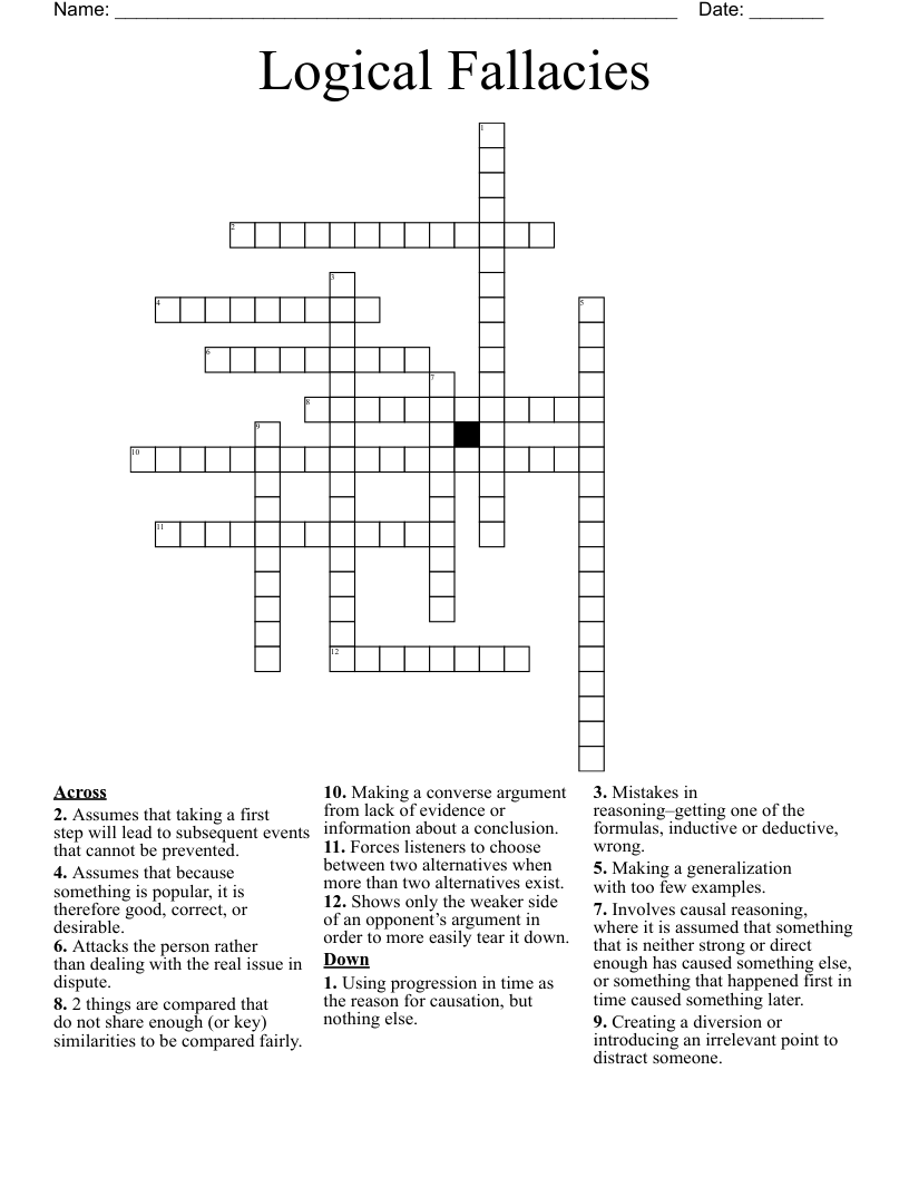 Logical Fallacies Crossword
