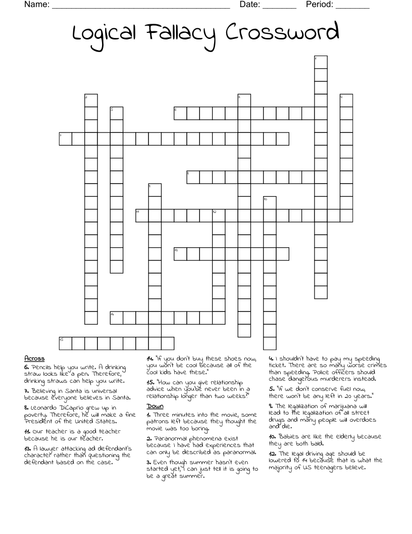 Logical Fallacy Crossword