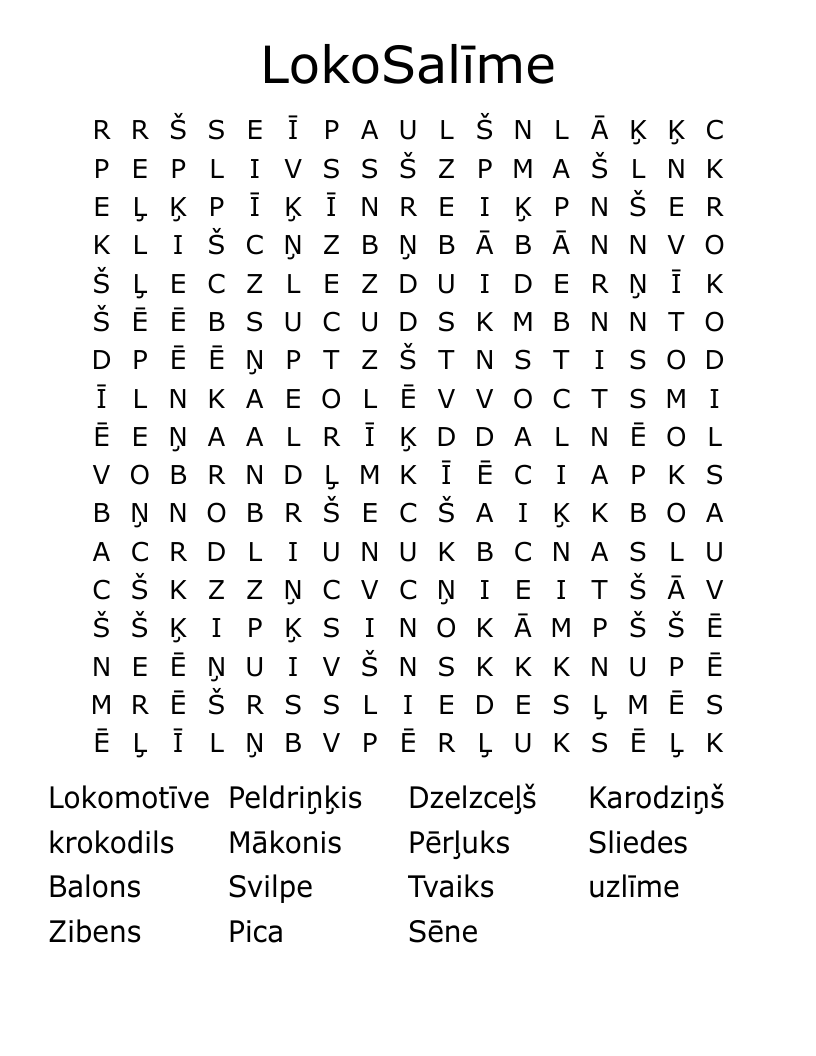 LokoSalīme Word Search
