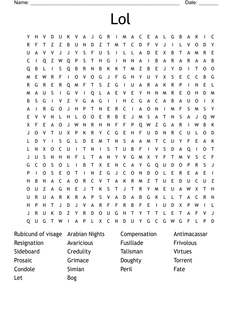 Lol Word Search