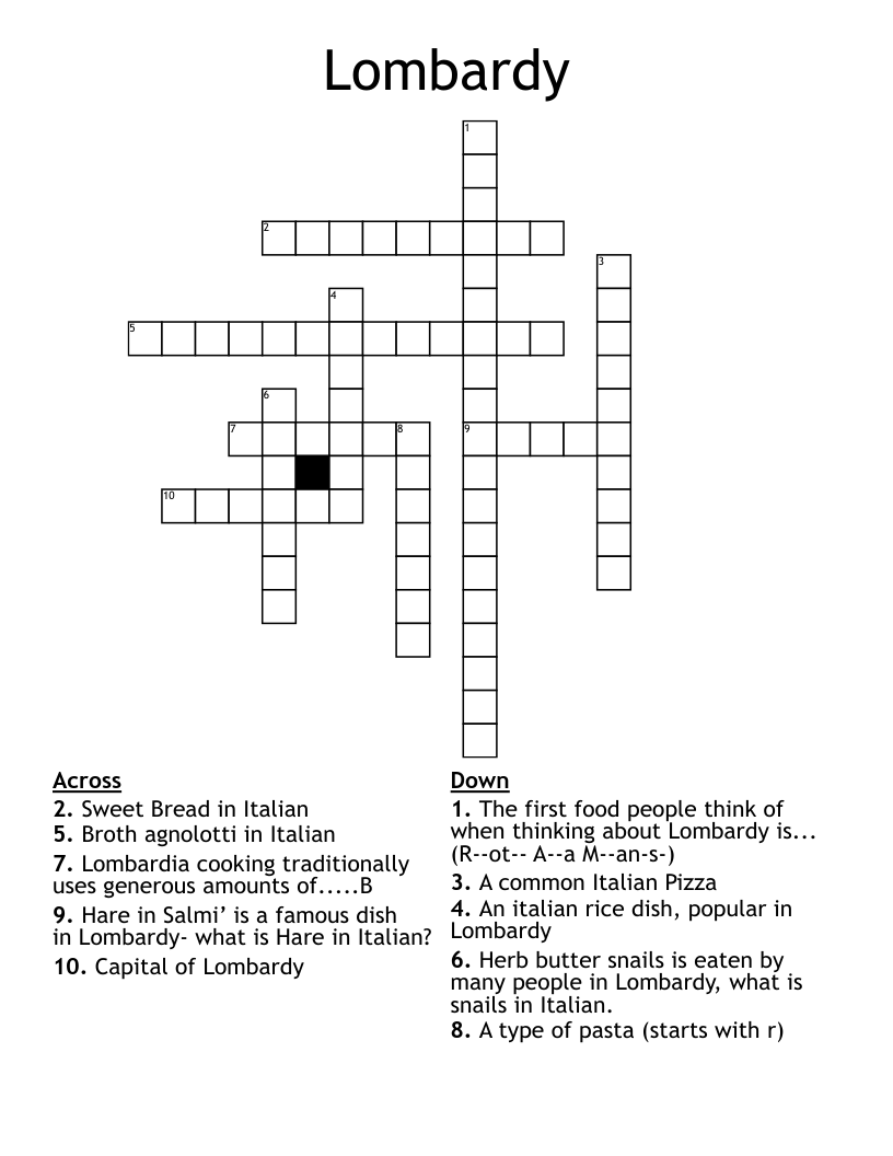 Lombardy  Crossword