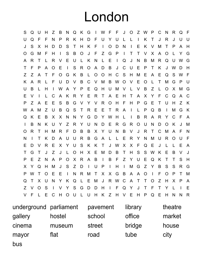 London Word Search