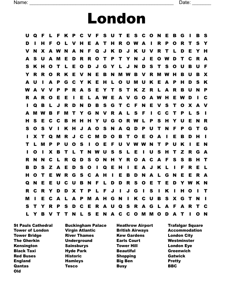 London Word Search