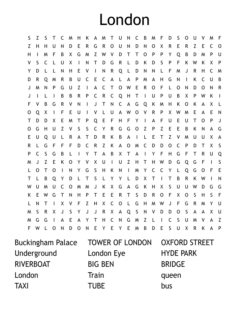 London Word Search