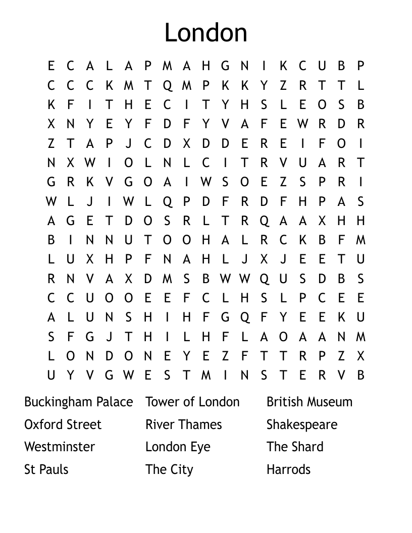 London Word Search