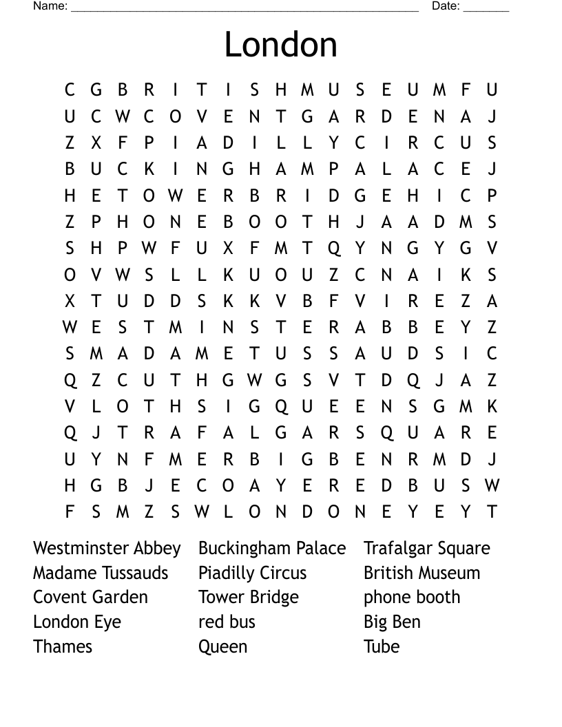London  Word Search
