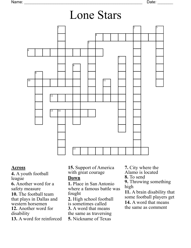 Lone  Stars Crossword
