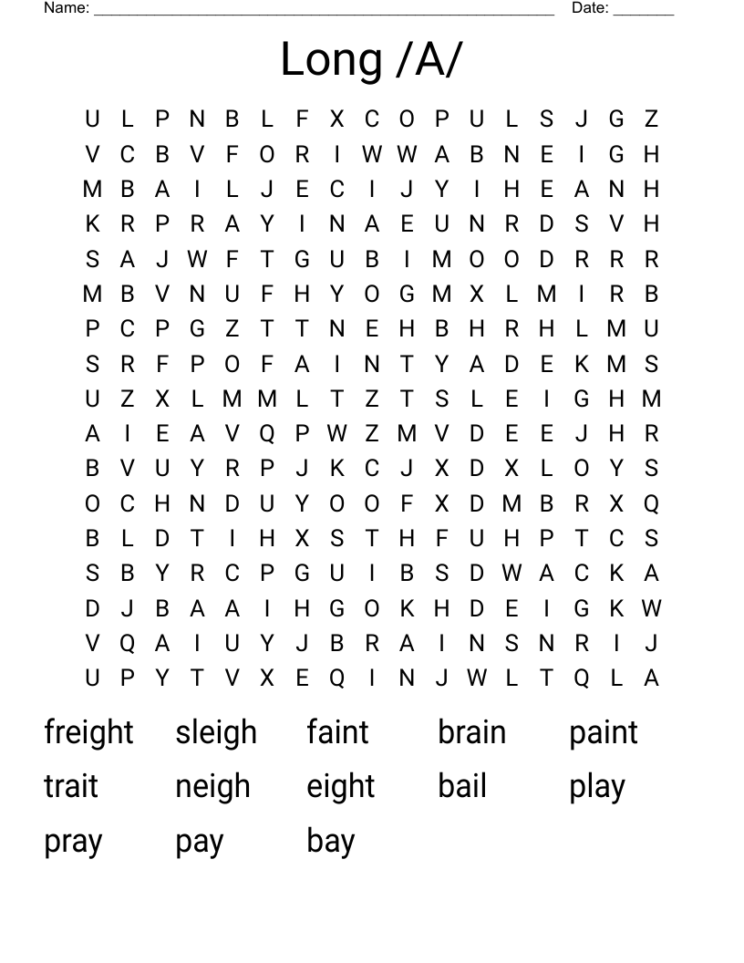 Long /A/ Word Search