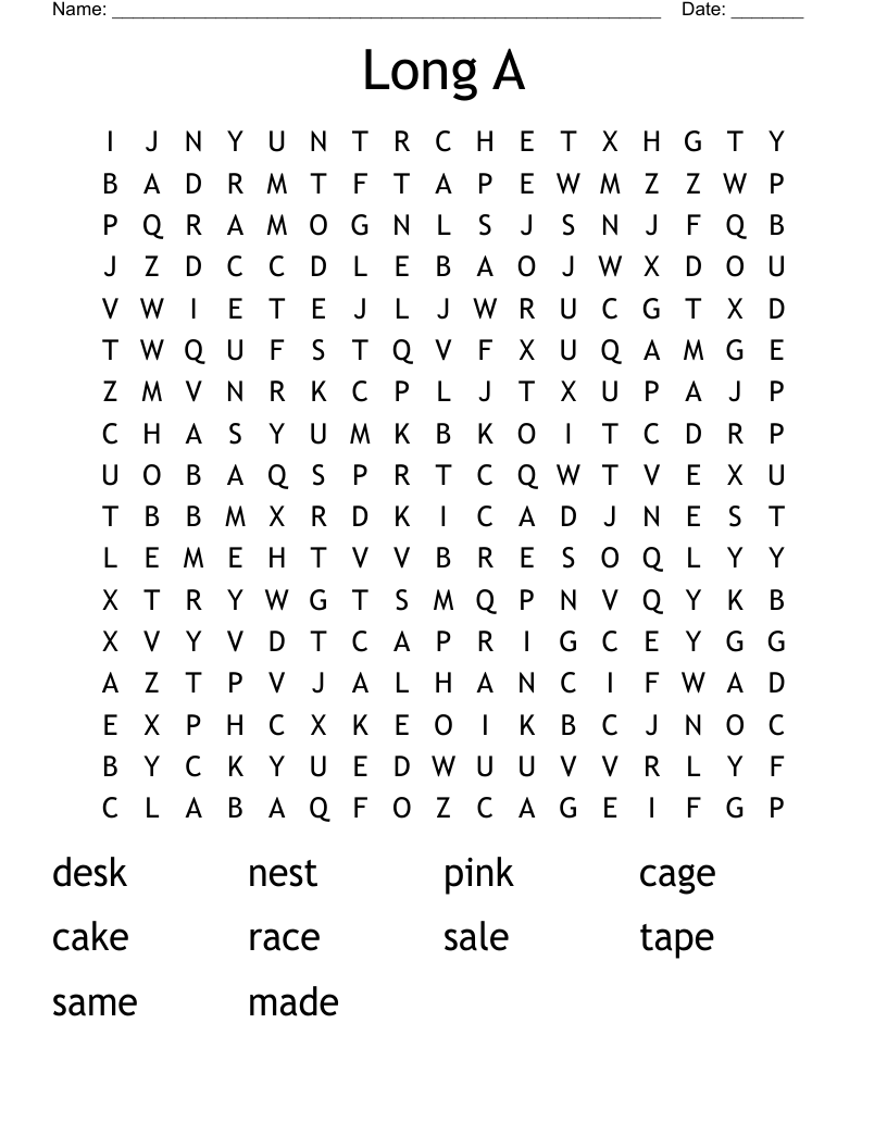 Long A Word Search