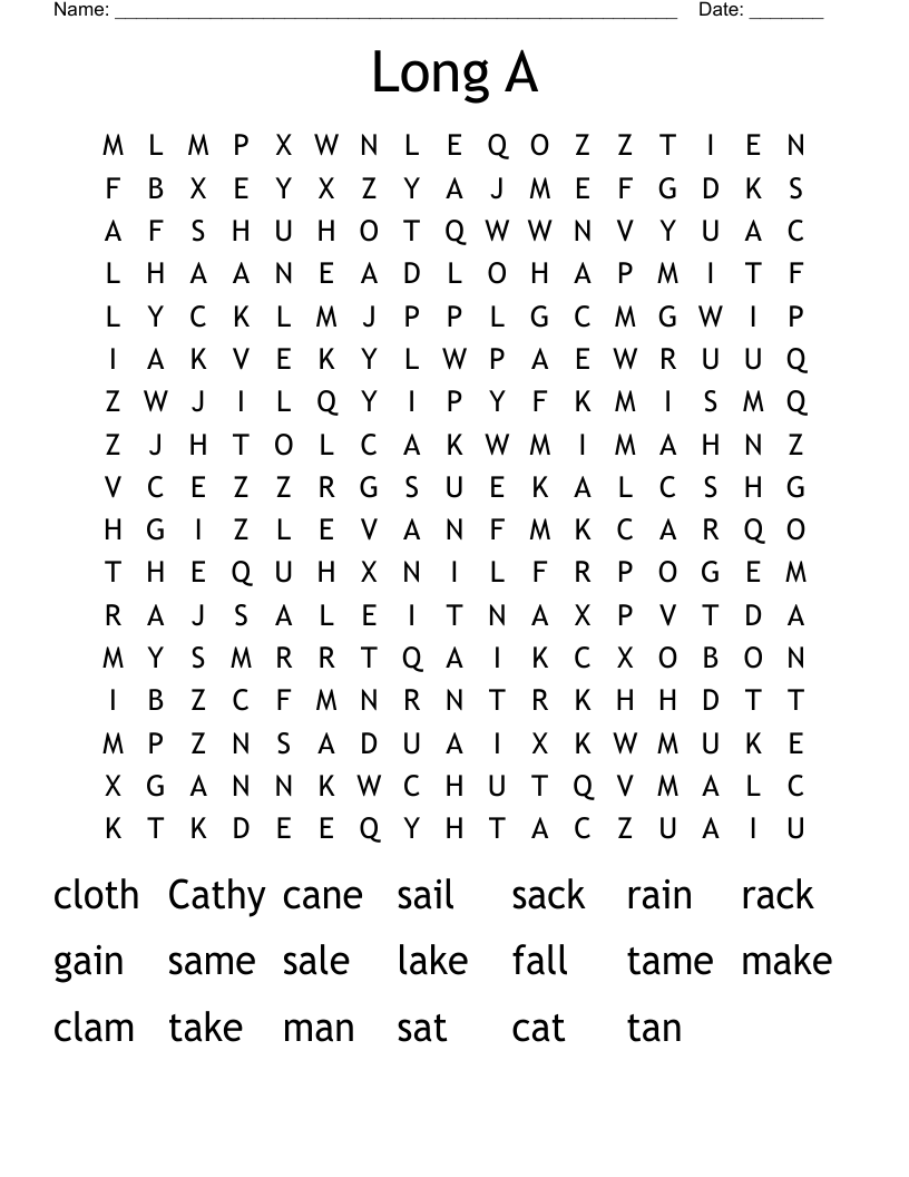 Long A Word Search