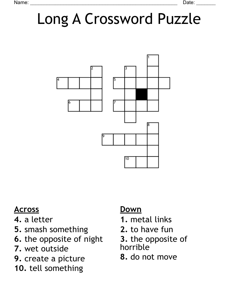 Long A Crossword Puzzle