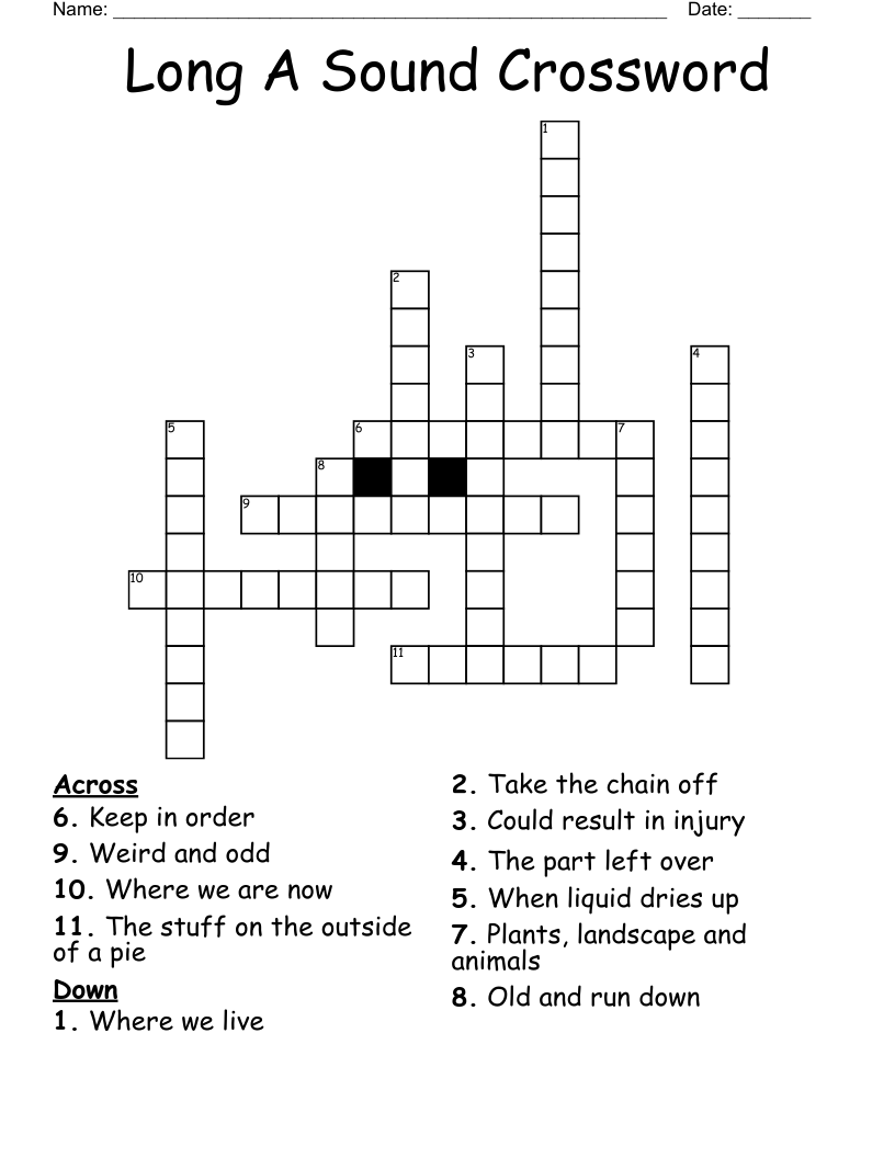 Long A Sound Crossword