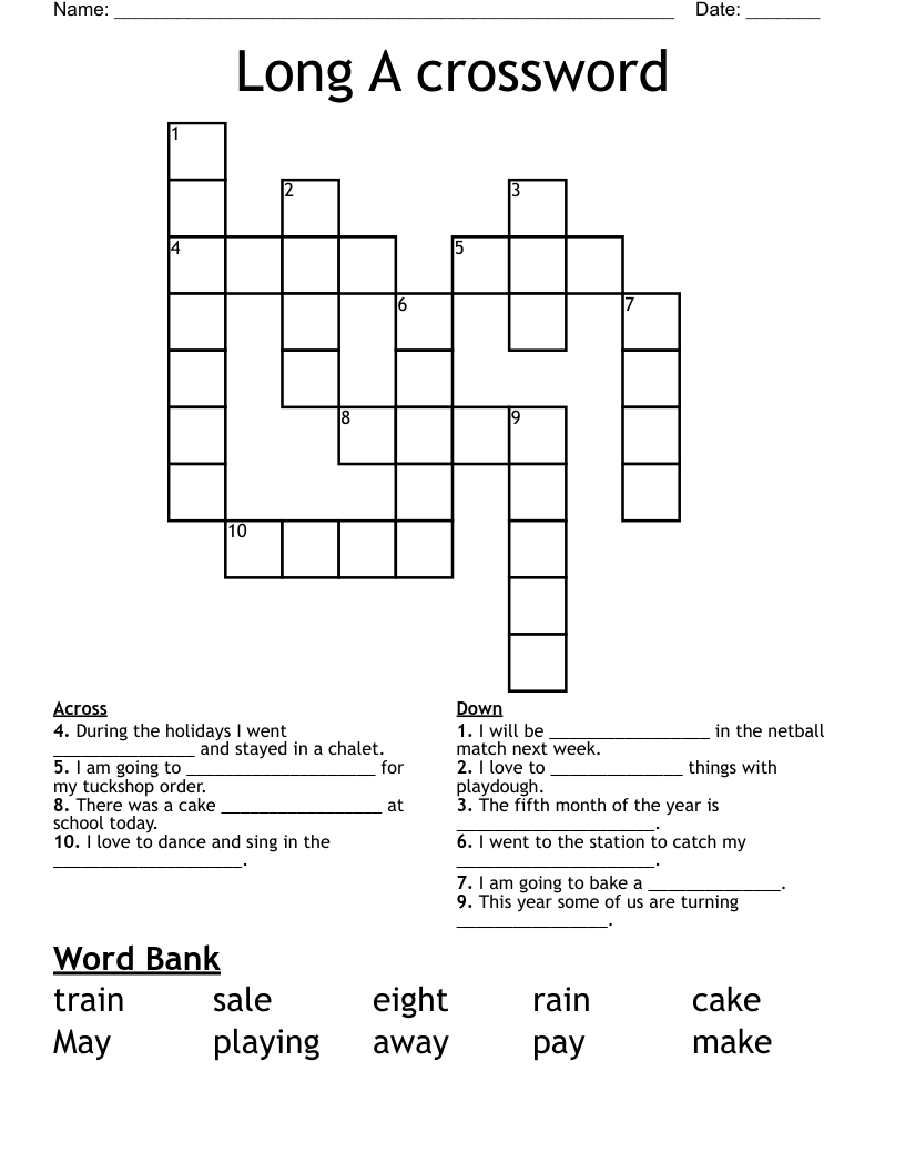 Long A crossword