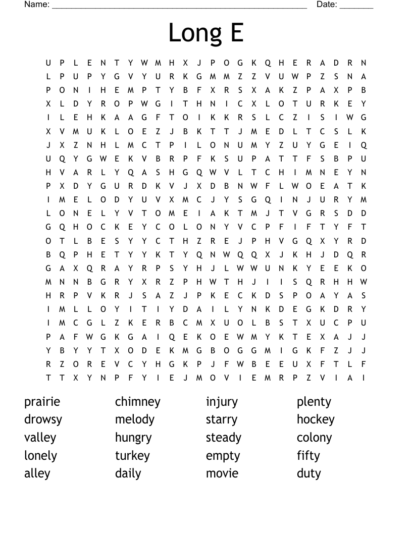 Long E Word Search