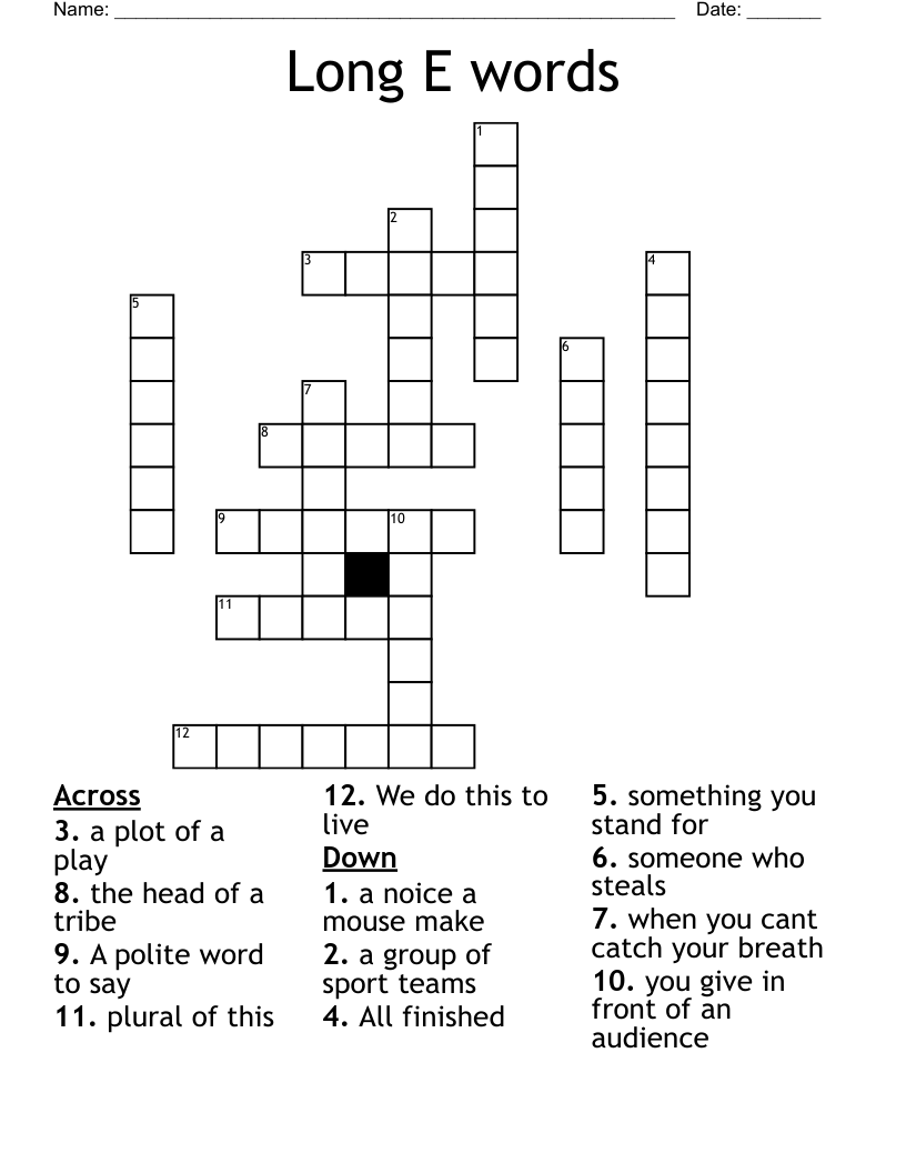 Long E words Crossword