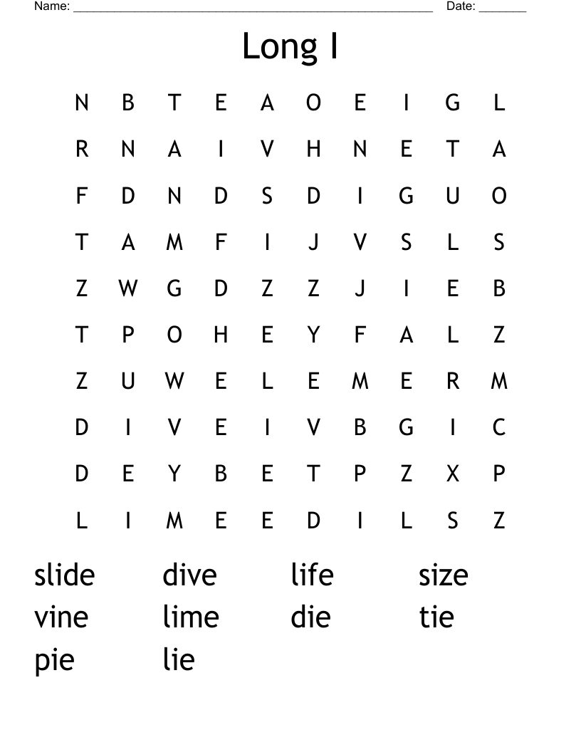 Long I Word Search