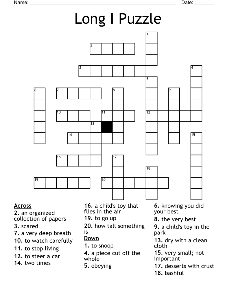Long I Puzzle Crossword
