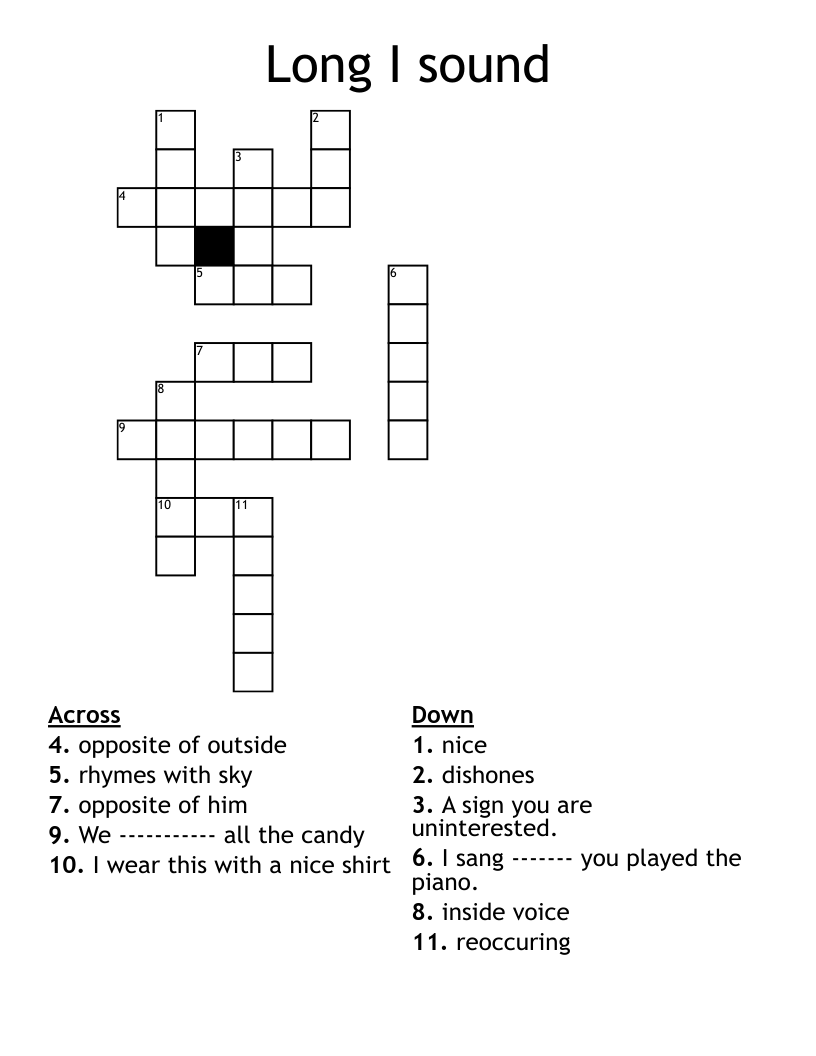 Long I sound Crossword