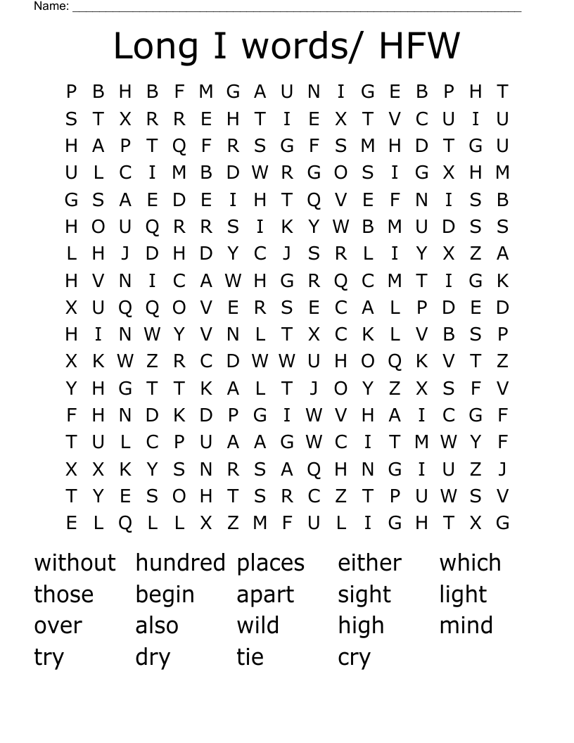 Long I words/ HFW Word Search