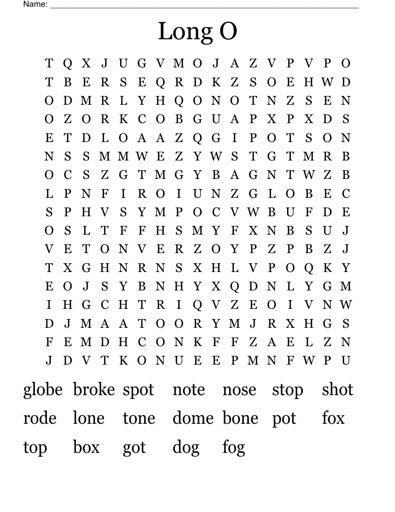 Long O Word Search