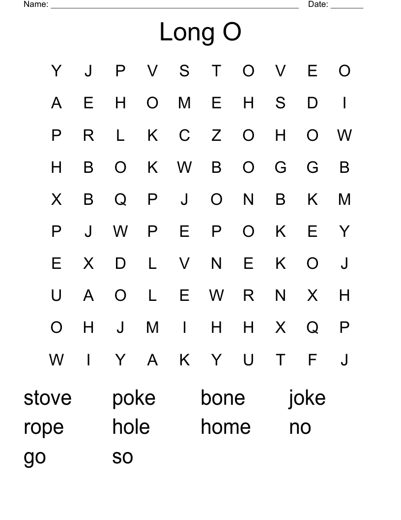 Long O Word Search