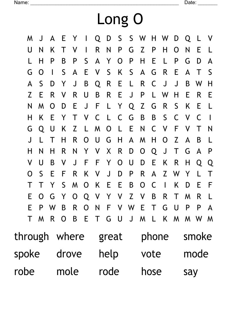 Long O Word Search