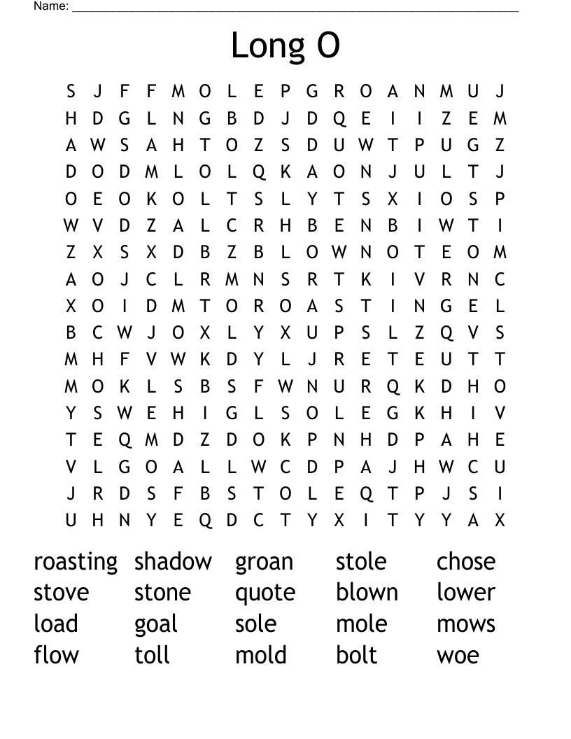 Long O Word Search