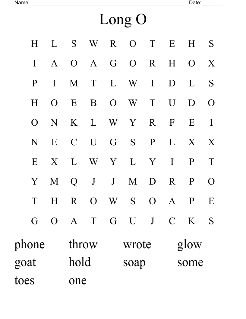 Long O Word Search