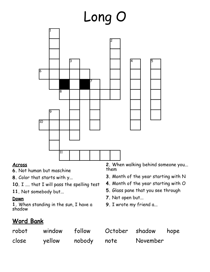 Long O Crossword