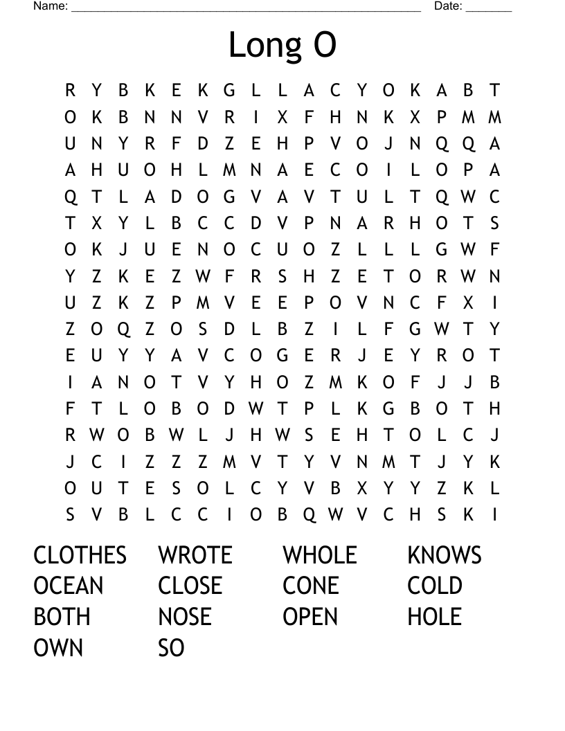 Long O Word Search