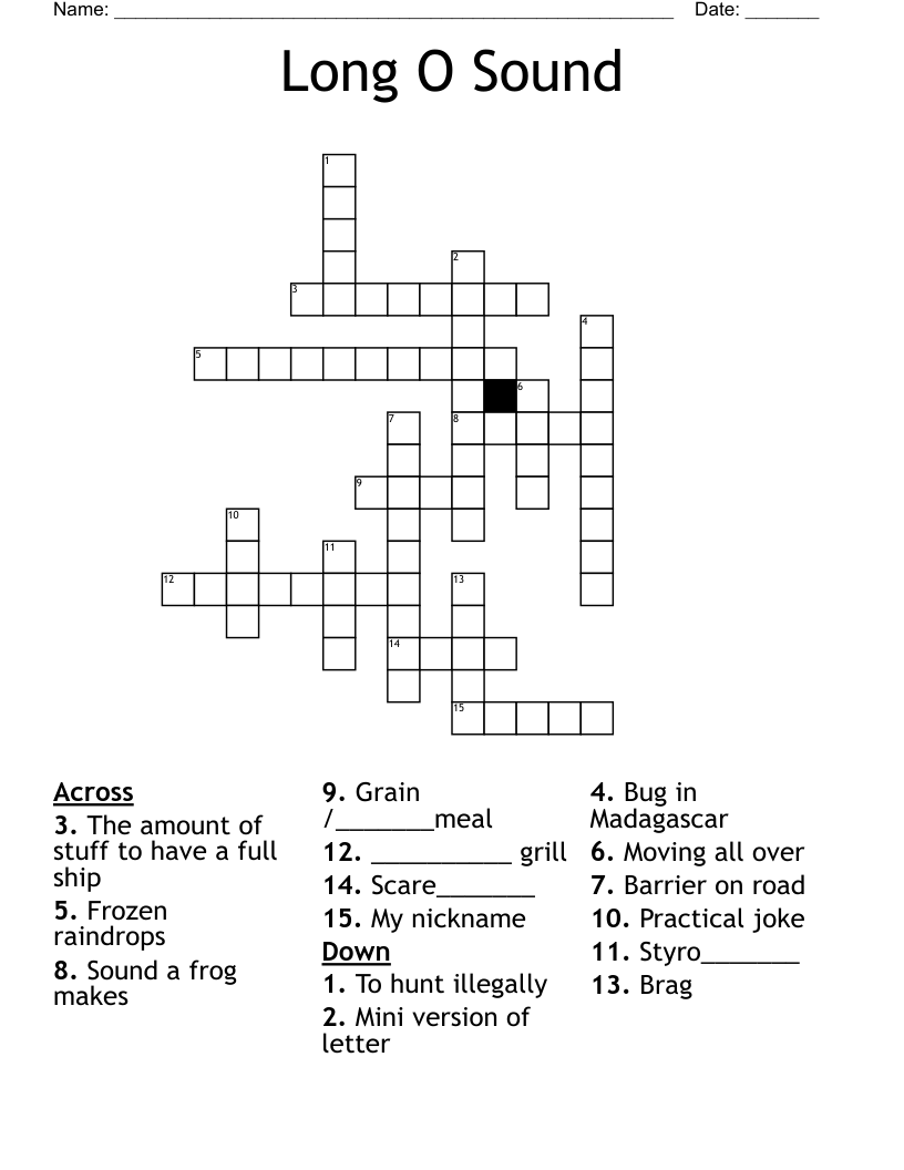 Long O Sound Crossword
