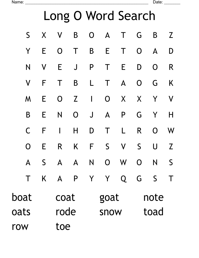 Long O Word Search
