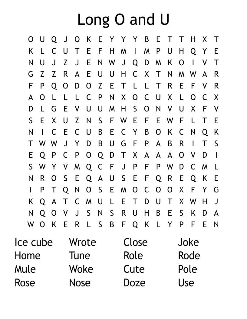 Long O and U Word Search