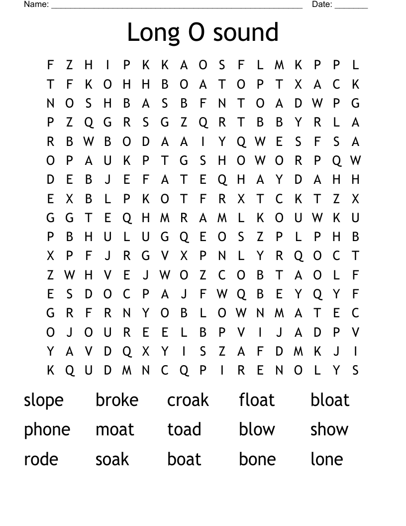 Long O sound Word Search