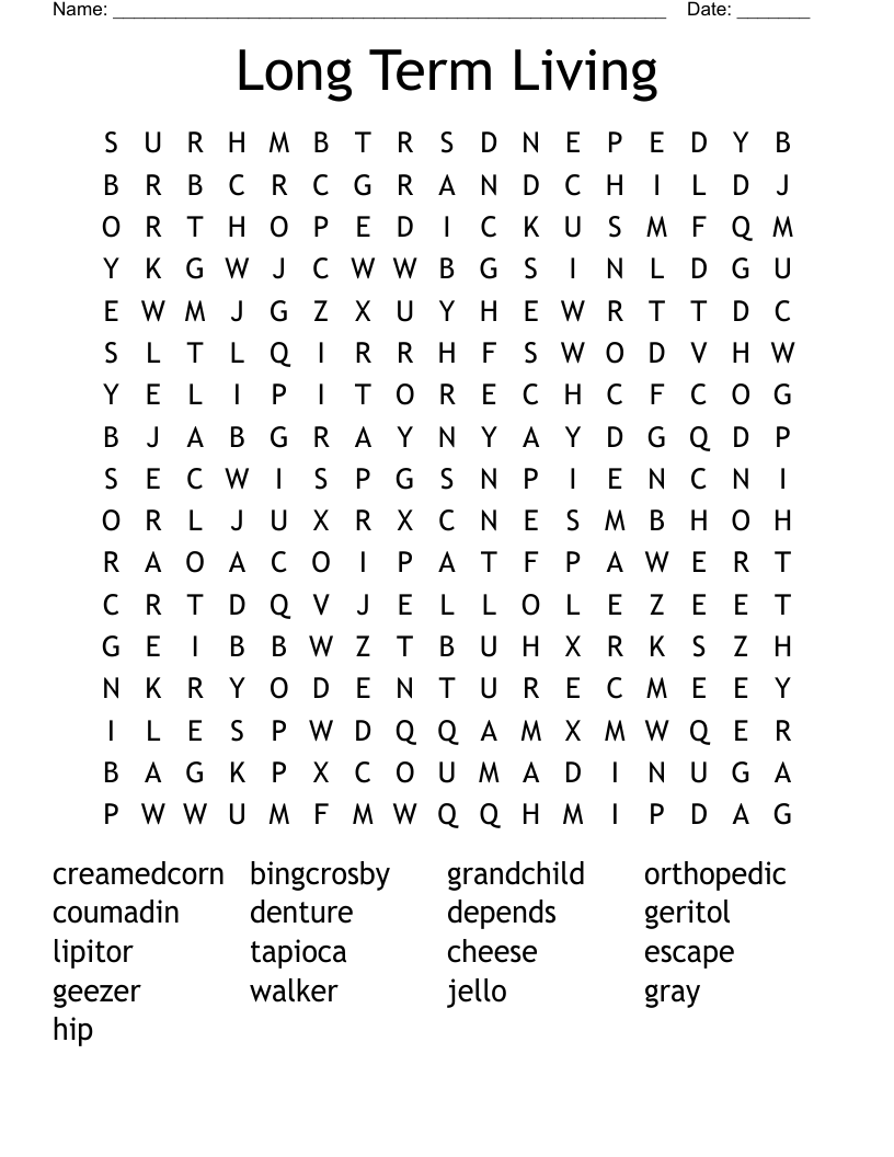 Long Term Living Word Search