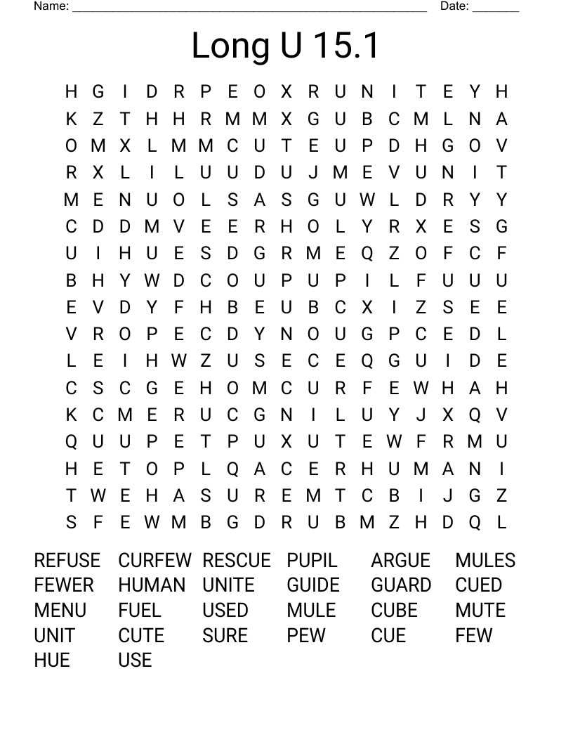 Long U 15.1 Word Search