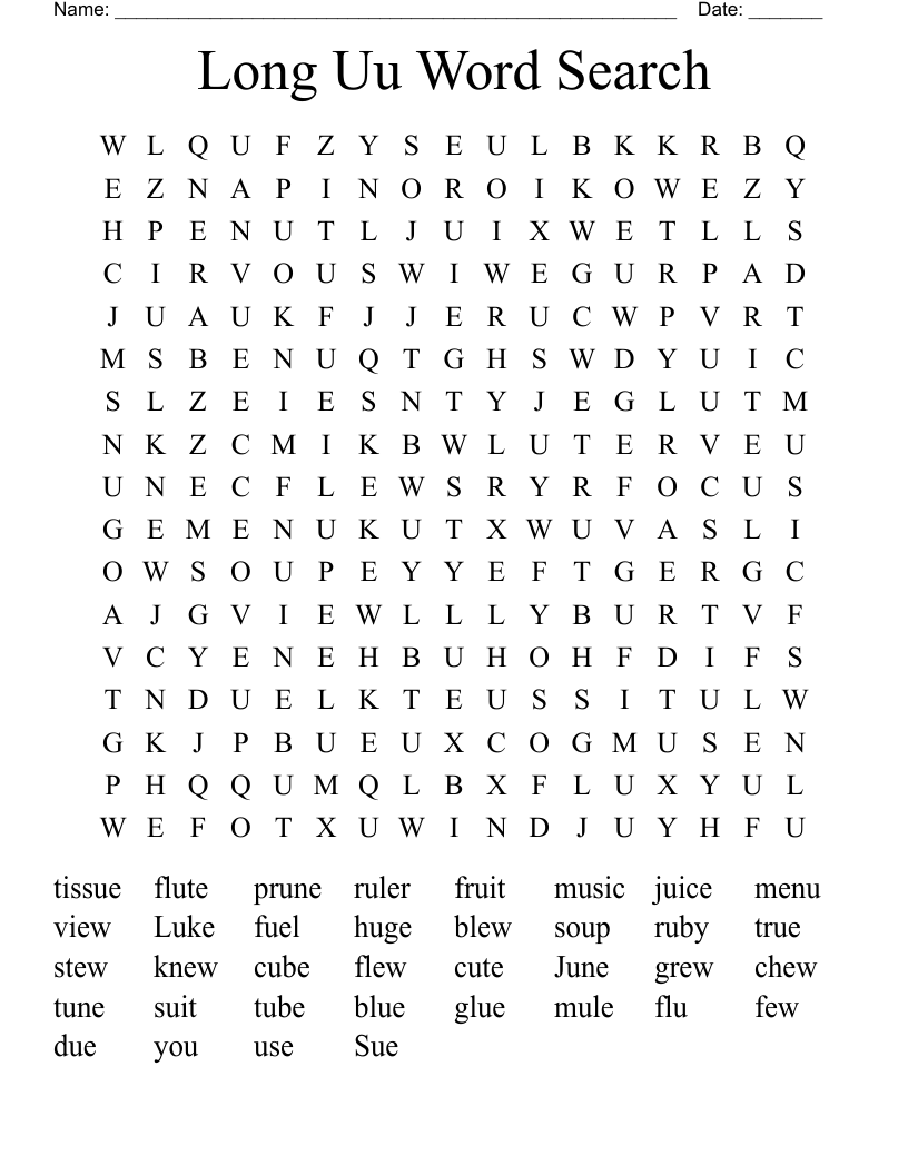 Long Uu Word Search