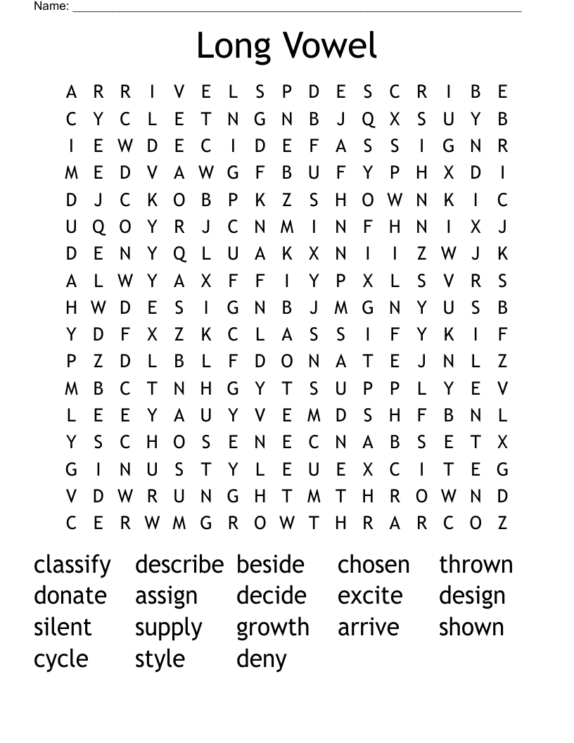 Long Vowel Word Search