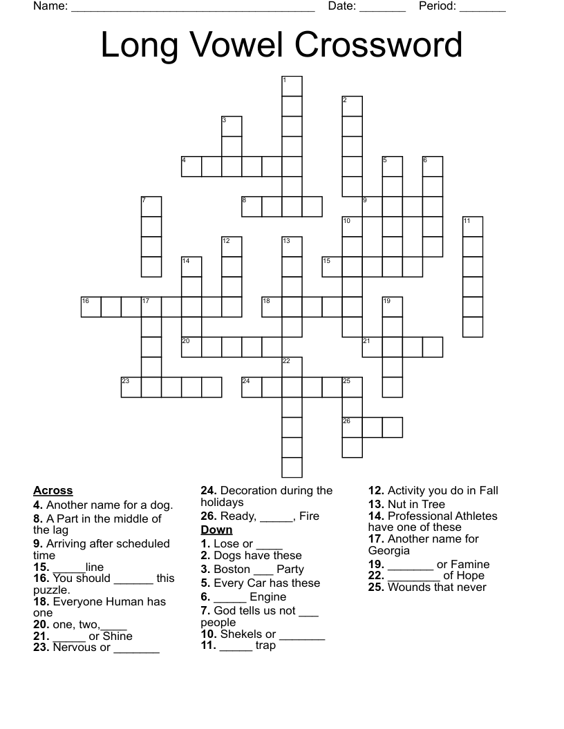Long Vowel Crossword