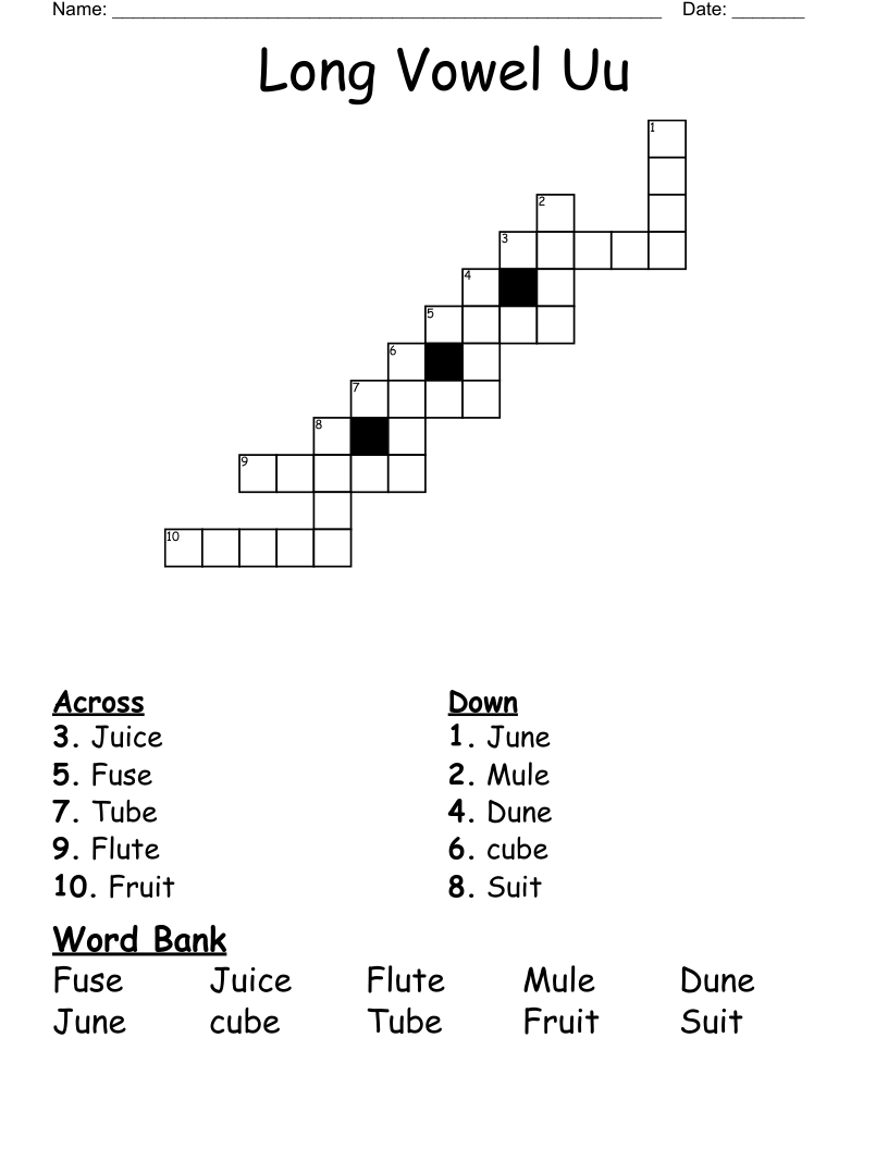 Long Vowel Uu Crossword