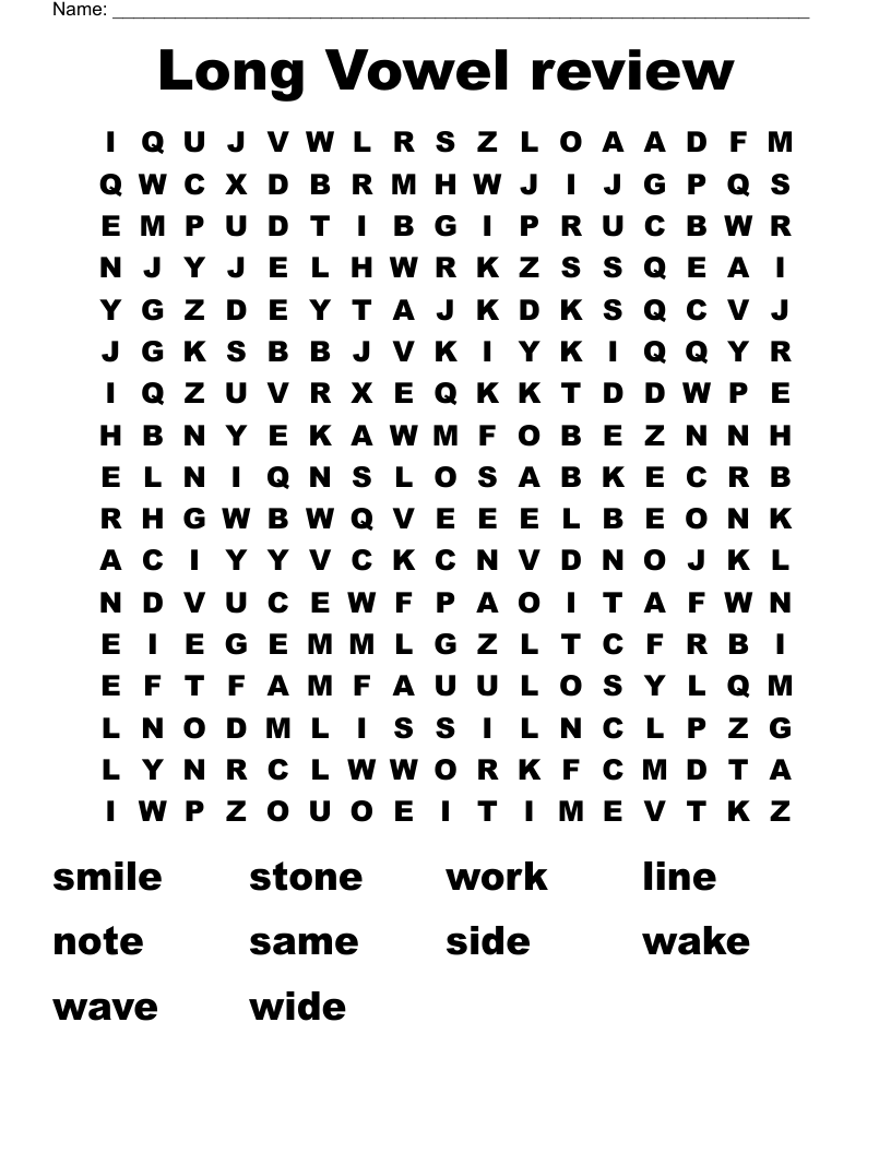Long Vowel review Word Search