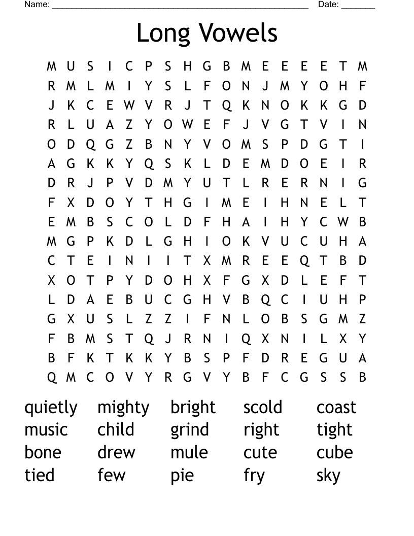Long Vowels Word Search
